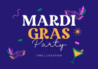 Mardi Gras Party Postcard Image Preview