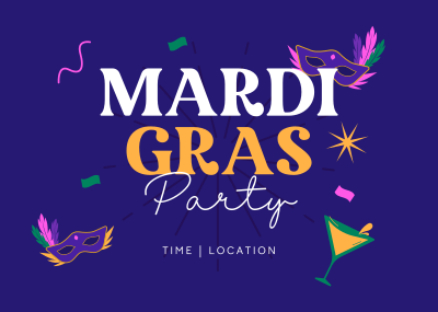 Mardi Gras Party Postcard Image Preview