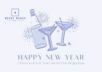 New Year Cheers Postcard Image Preview