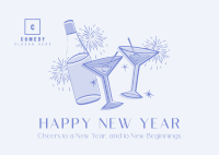 New Year Cheers Postcard Image Preview