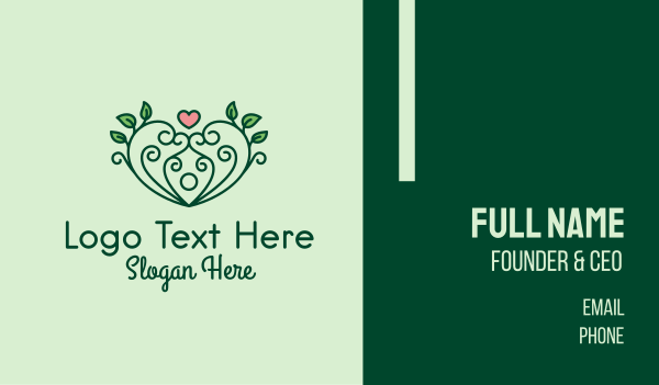 Natural Herbal Heart  Business Card Design Image Preview
