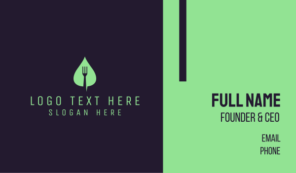 Leaf Fork Vegan Food Business Card Design Image Preview