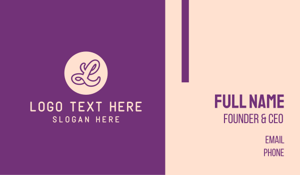 Purple Cursive Letter L  Business Card Design Image Preview