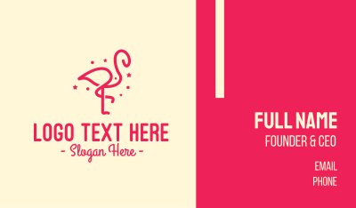 Pink Star Flamingo Business Card Image Preview