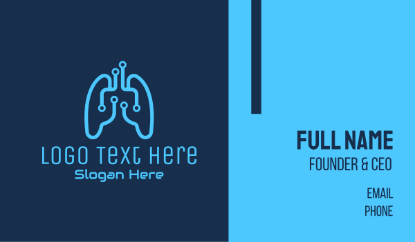 Blue Respiratory Lungs Tech Business Card Design