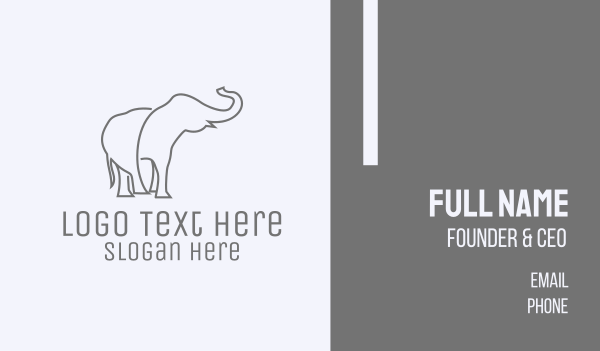 Gray Minimalist Elephant  Business Card Design Image Preview
