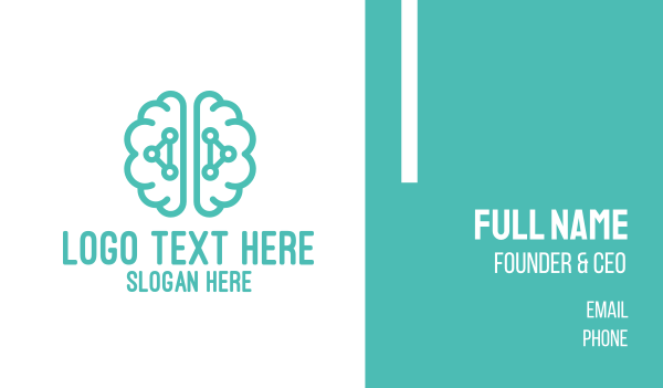Teal Brain Logic Business Card Design Image Preview