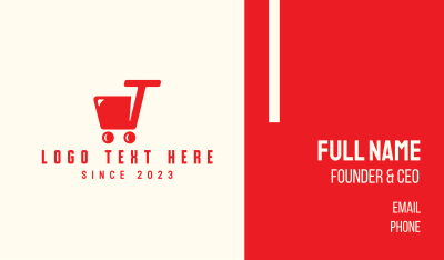Red Shopping Cart Letter T Business Card Image Preview
