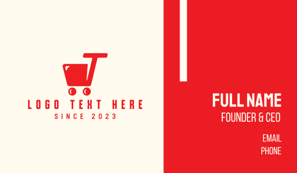 Red Shopping Cart Letter T Business Card Design Image Preview