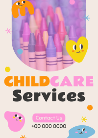 Quirky Faces Childcare Service Poster Image Preview