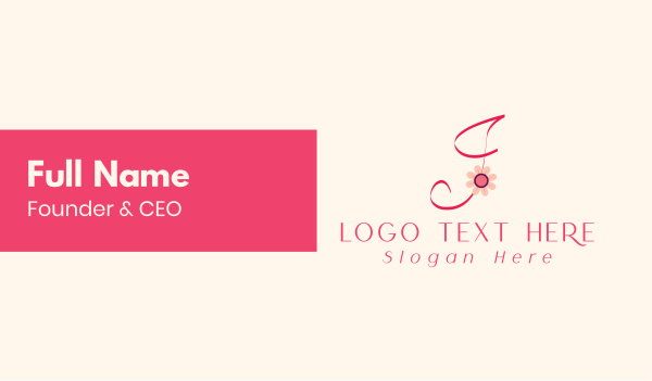 Pink Flower Letter J Business Card Design Image Preview