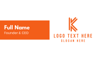 Orange K Outline Business Card Design