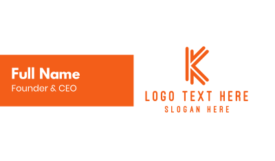 Orange K Outline Business Card Image Preview