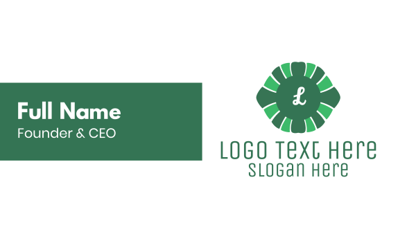 Green Floral Lettermark Business Card Design