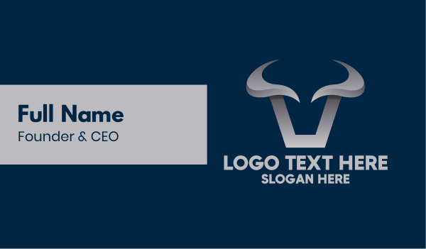 Metallic Bull Horns Business Card Design Image Preview