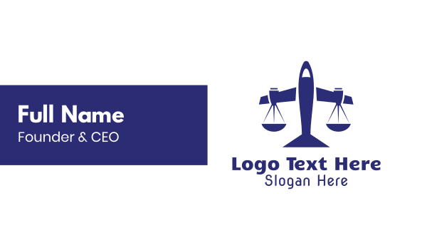 Blue Legal Plane Scales Business Card Design