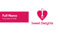 Pink Heart Fork Business Card Image Preview