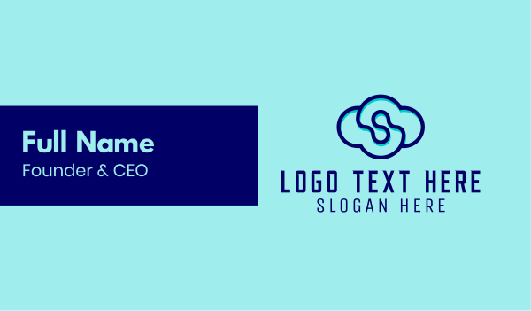 Blue Tech Cloud  Business Card Design Image Preview