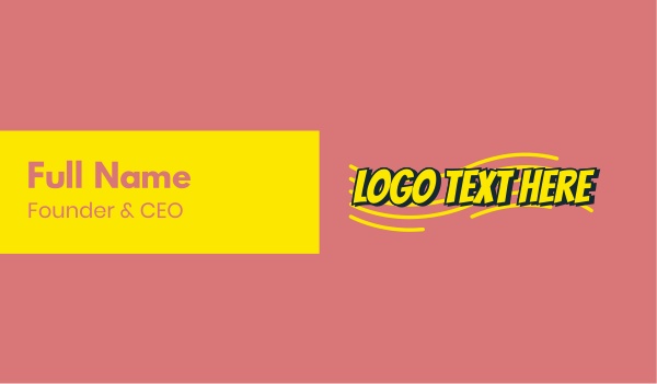 Yellow Cartoon Superhero Wordmark Business Card Design Image Preview