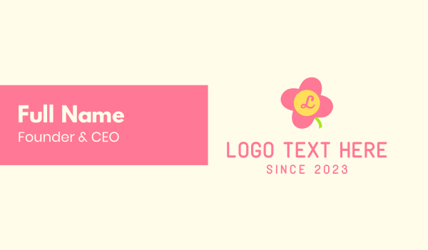 Pink Cute Flower Daycare Lettermark Business Card Design Image Preview