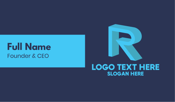 3D  Blue Letter R Business Card Design Image Preview