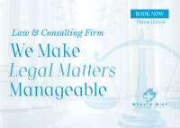 Making Legal Matters Manageable Postcard Image Preview