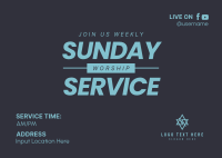 Sunday Worship Service Postcard Design