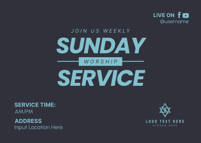 Sunday Worship Service Postcard Image Preview