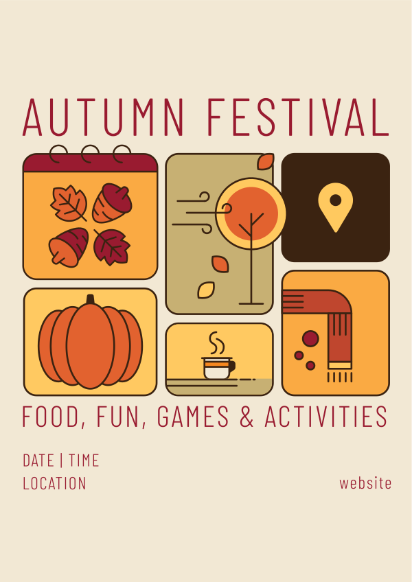 Fall Festival Calendar Flyer Design Image Preview