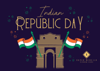 Festive Quirky Republic Day Postcard Design