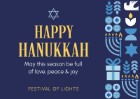 Happy Hanukkah Pattern Postcard Image Preview