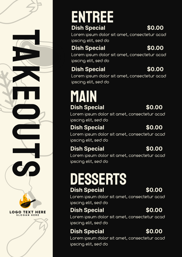 Eatery Takeouts Menu Design Image Preview