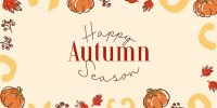 Leaves and Pumpkin Autumn Greeting Twitter post Image Preview