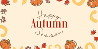 Leaves and Pumpkin Autumn Greeting Twitter Post Image Preview