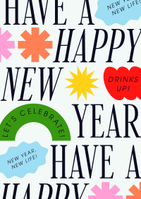 Quirky New Year Greeting Flyer Image Preview