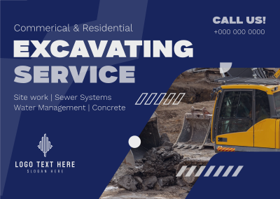 Modern Excavating Service Postcard Image Preview