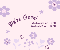 We're Open Flower Power Facebook post Image Preview