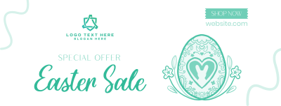 Floral Egg with Easter Bunny and Shapes Sale Facebook cover Image Preview