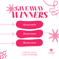Congratulations Giveaway Winners Instagram post Image Preview