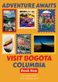 Travel to Colombia Postage Stamps Poster Design