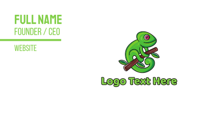 Green Climbing Chameleon Business Card Image Preview