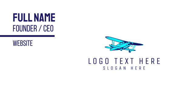 Blue Vintage Airplane Business Card Design Image Preview