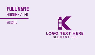 Purple Minimalist K Tower Business Card