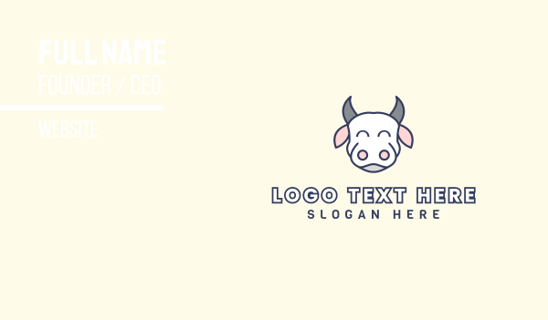 Happy White Cow Business Card Design Image Preview