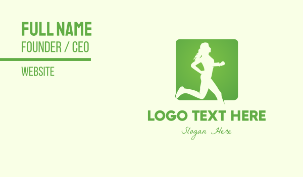 Green Jogging Woman Business Card Design Image Preview