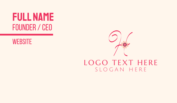 Pink Flower Letter H Business Card Design Image Preview