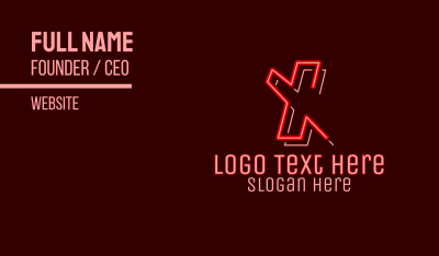Neon Retro Gaming Letter X Business Card Image Preview