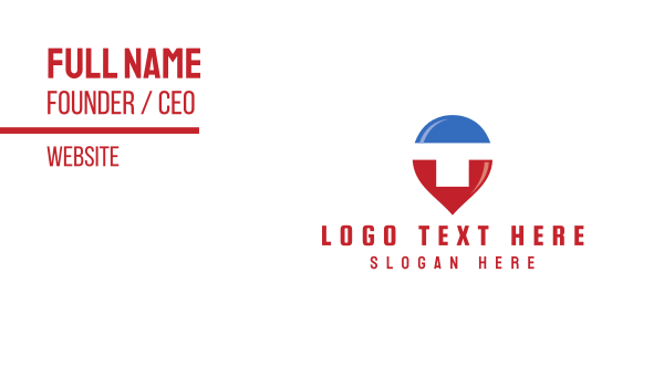 Blue Red Letter T Pin Business Card Design Image Preview