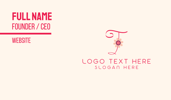 Pink Flower Letter I Business Card Design Image Preview