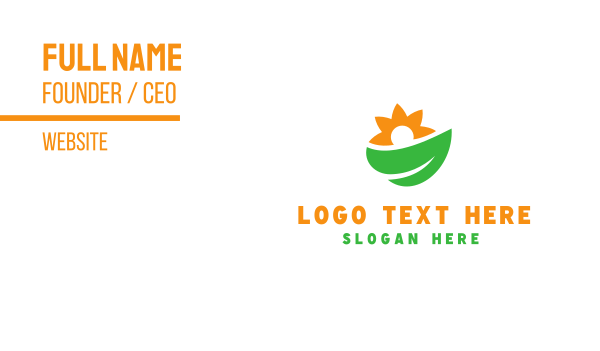 Leaf & Sunflower Business Card Design Image Preview